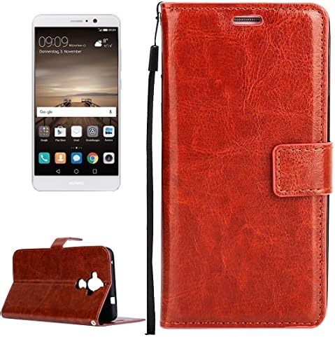 Case Cover Huawei Mate 9 case Crazy Horse Texture Horizontal Flip PU Leather Case with Holder &amp; Card Slots &amp; Wallet &amp; Photo Frame &amp; Lanyard &amp; Magnetic Buckle for Huawei Mate 9 case ( Color : Brown )
