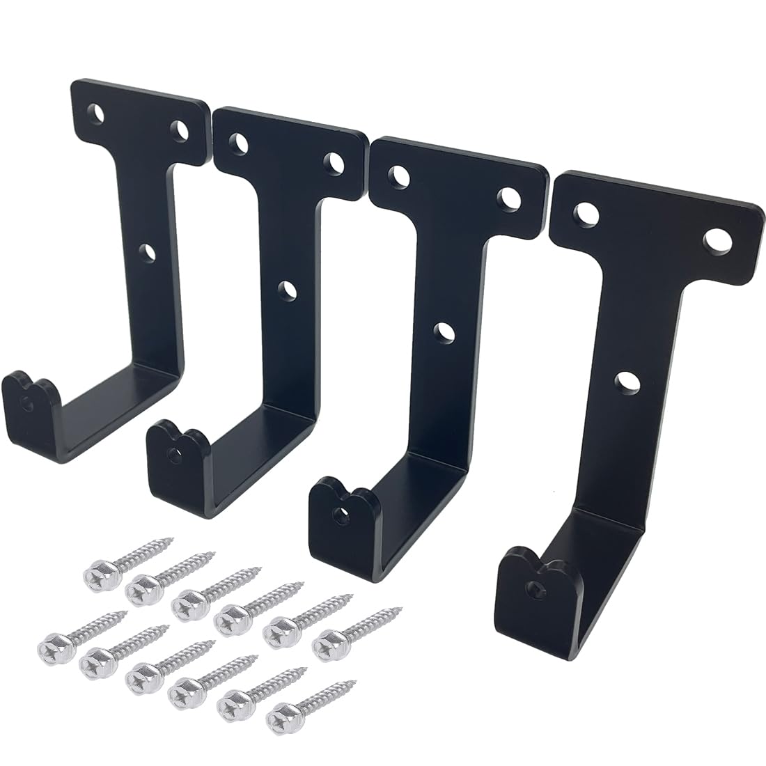 Photo 1 of 4 PCS black heavy duty metal flat j hooks for hanging 260 lbs,wall mount hooks,plant hanger large steel utility masonry industrial hook for Hanging Garage Storage Home Office Gym Sports Equipment(L)