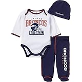 NFL Denver Broncos Baby Boy Bodysuit, Footed Pant & Cap
