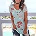 Sagton Women's Floral Print T-shirt Casual Soft Striped Short Sleeve Blouse Tops