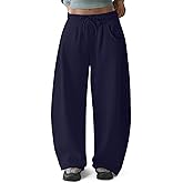 HeSaYep Women's Fleece Lined Sweatpants Barrel Leg Baggy Sweat Pants Winter Thermal Cotton Pants with Pockets