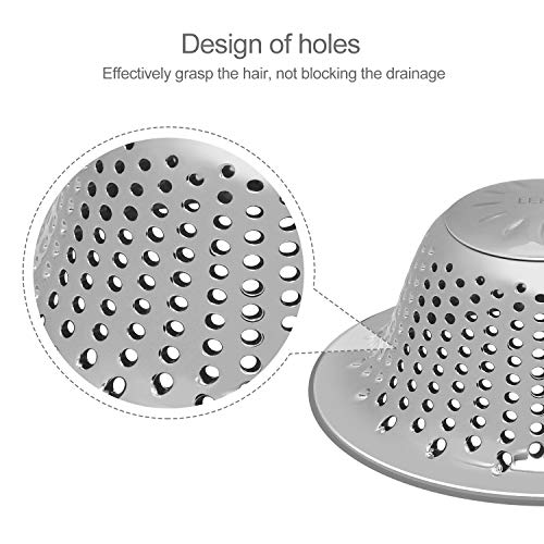 LEKEYE Drain Hair Catcher/Shower Drain Hair Trap/Strainer Stainless Steel Drain Protector-Silver