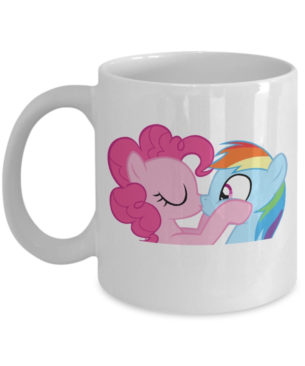 Pinkie Pie Kissing Rainbow Dash My Little Pony Coffee or Tea Mug Great Gift for Brony or Pegasister, Lover of MLP or Equestria Girls, MLP Cup Gift for Adults, Twilight Sparkle, Rainbow Dash