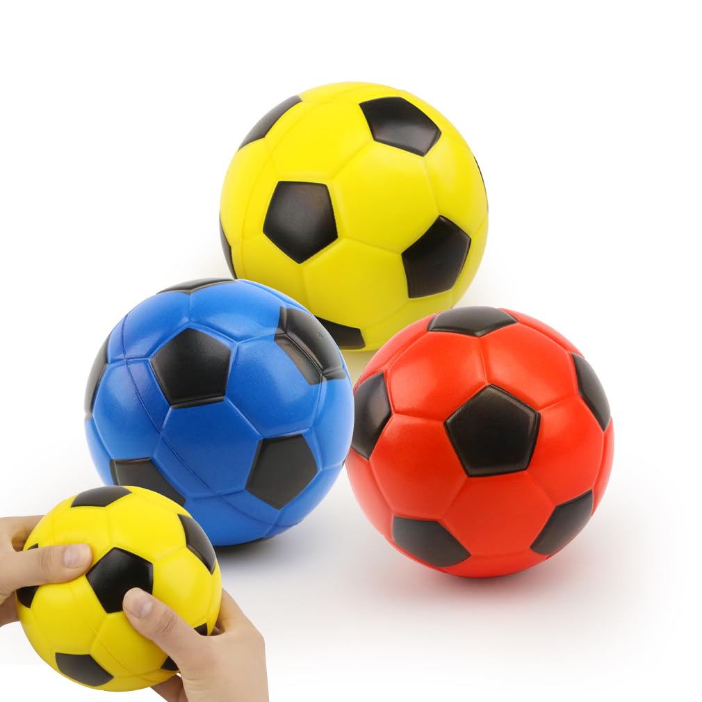 3Pcs 15CM Baby Football Foam Ball for Kids, Toddler Small Soft Footballs Set Lightweight, Mini Silent Sponge Soccer Toy Sport Gifts for Childrens Indoor Outdoor Pool Beach Playground（Multicolour）
