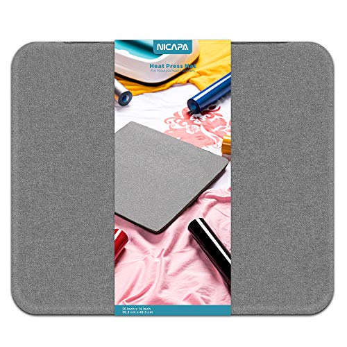Nicapa Heat Press Mat for Cricut Easypress(16x20 inch) Cricket Craft Vinyl Ironing Insulation Transfer Heating Mats for Easypress 2