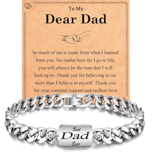 EYQV Dad Grandad Daddy Son Brother Husband Boyfriend Grandson Uncle Gifts, Engraved Bracelet Gifts for Men Boys, Best Gift for Birthday Christmas Fathers Day Valentines Day Stocking Fillers for Men