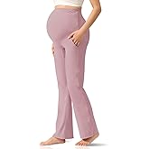 CUXFLS Women's Maternity Leggings Over The Belly Pregnancy with Pockets Yoga Pants Active Wear Tights Pants Workout