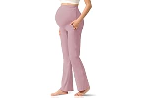 CUXFLS Women's Maternity Leggings Over The Belly Pregnancy with Pockets Yoga Pants Active Wear Tights Pants Workout