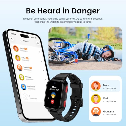 LAGENIO K9 Smart Watch for Kids with GPS Tracker, AI Assistant & Voice Call,1.78" AMOLED, 4G Smartwatch With SOS, Parental Controls, School Mode, IP68 Waterproof for Teens Ages 6 and Up