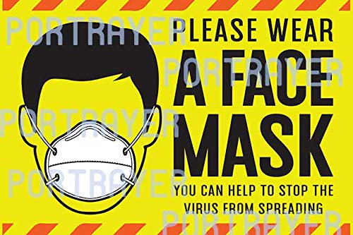 Please Wear a Face Mask Stickers Labels Signs X 50 You Can Help to Stop the Virus from Spreading 4" x 3" in Orange and Yellow
