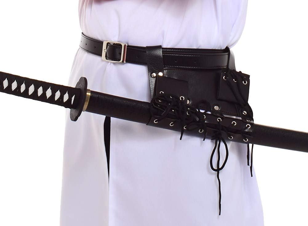 BLESSUME Medieval Rapier Frog Holster with Belt Cross Lacing Holder Belt for 2 Swords, Black 3, 34*24*1.2