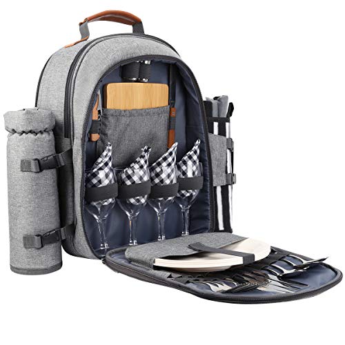 Sunflora Picnic Backpack for 4 Person with Blanket Picnic Basket Set