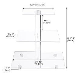 AMEITECH Cupcake Stand with Base, 3-Tier Square