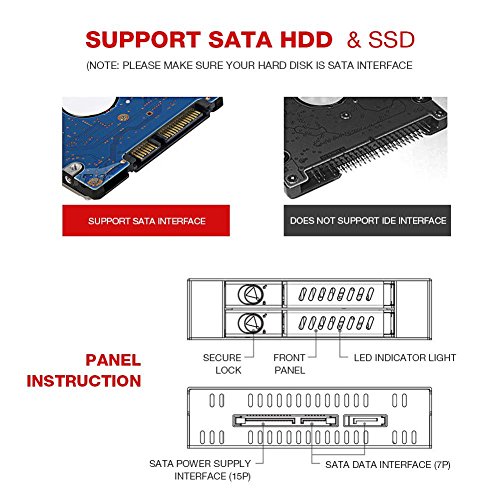 Jadpes Hard Disk Box Built-in Mr-6201, Dual-Bay, Multi-Bay, Built-in Floppy 2.5-inch Internal Dual-Bays 2.5" SATA HDD/SSD Mobile Rack for 3.5" Floppy Drive Bay of PC