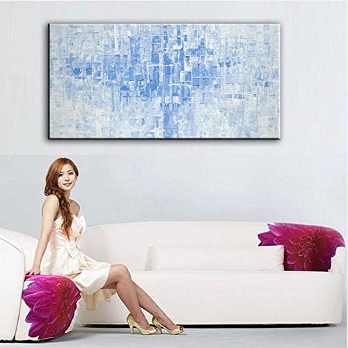 Abstract Blue Gold Lines Oil Paintings 3D Hand Painted On Canvas Large Without Framing Wall Art For Living Room Bedroom Deco