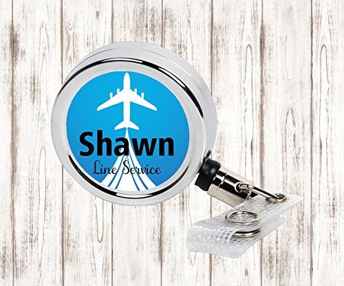 Airport Line Service Personalized Metal Retractable Badge Reel, ID Holder