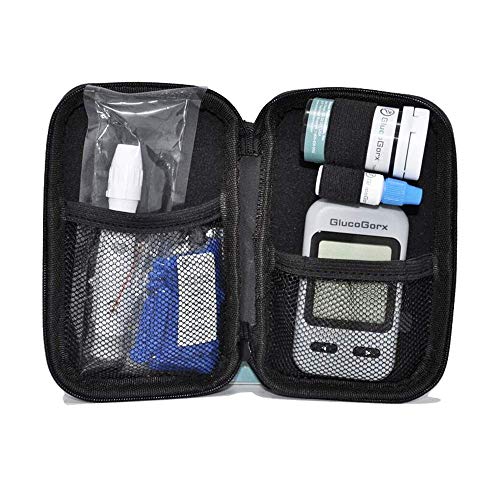 GlucoGorx® Blood Glucose Testing Kit - 210 Blood Test Strips, 225 Sterile Lancets, Glucometer, Depth Controlled Lancing Device, Control Solution, User Manual & Convenient Carrying Case
