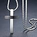 Aoiy Men's Stainless Steel Simple Cross Pendant Necklace, Black-Silver-Tone, 23'' Link Chain, ddp056he