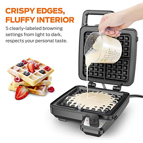 Elechomes Waffle Maker with Removable Plates, 4Slice Belgian Waffle
