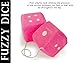 Zone Tech Pair Black and White Mirror Fuzzy Dice - Pair Black and White Plush Car Mirror Fuzzy Dice Pair (Pink)