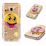 Galaxy J3 Emerge Case,Galaxy J3 2017 Case,DAMONDY 3D Bling Cute Diamond Glitter Liquid Floating Quicksand Water Flowing Ultra Clear Soft TPU Case for Samsung J3 Emerge ONLY smile