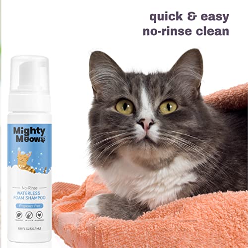 Mighty Meow Waterless Cat Shampoo, NoRinse Dry Shampoo for Cats