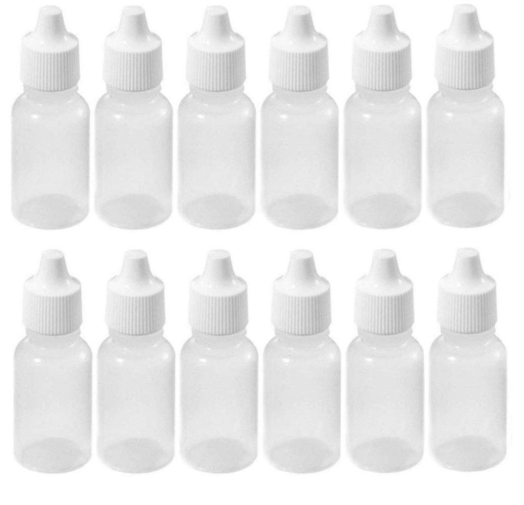 VASANA 12 PCS 30ml 1oz Empty Refillable Ldpe Plastic Squeezable Eye Dropper Bottles Portable Eye Liquid Dropper Container with Screw Caps and Plugs for Cosmetic Essential Oils and Lab Drops