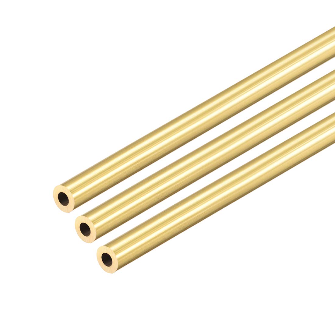 sourcing map Brass Round Tube, 300mm Length 6mm OD 1.5mm Wall Thickness, Seamless Straight Pipe Tubing 3 Pcs