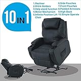 Mecor Electric Power Lift Recliner Chair Comfortable Leather for Elderly with Remote Control,Heavy Duty Reclining Machanism,Living Room Lounge Furniture Chair,Black