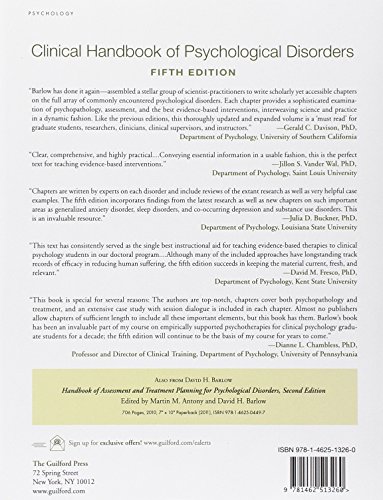 Clinical Handbook of Psychological Disorders, Fifth Edition: A Step-by-Step Treatment Manual