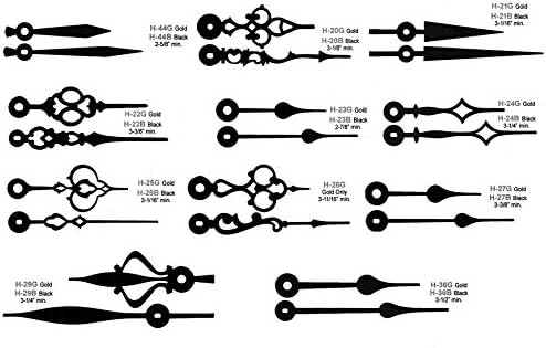 10 Assorted Clock Hands For "i" Shaft Movements (11 pairs of gold medium sized hands)