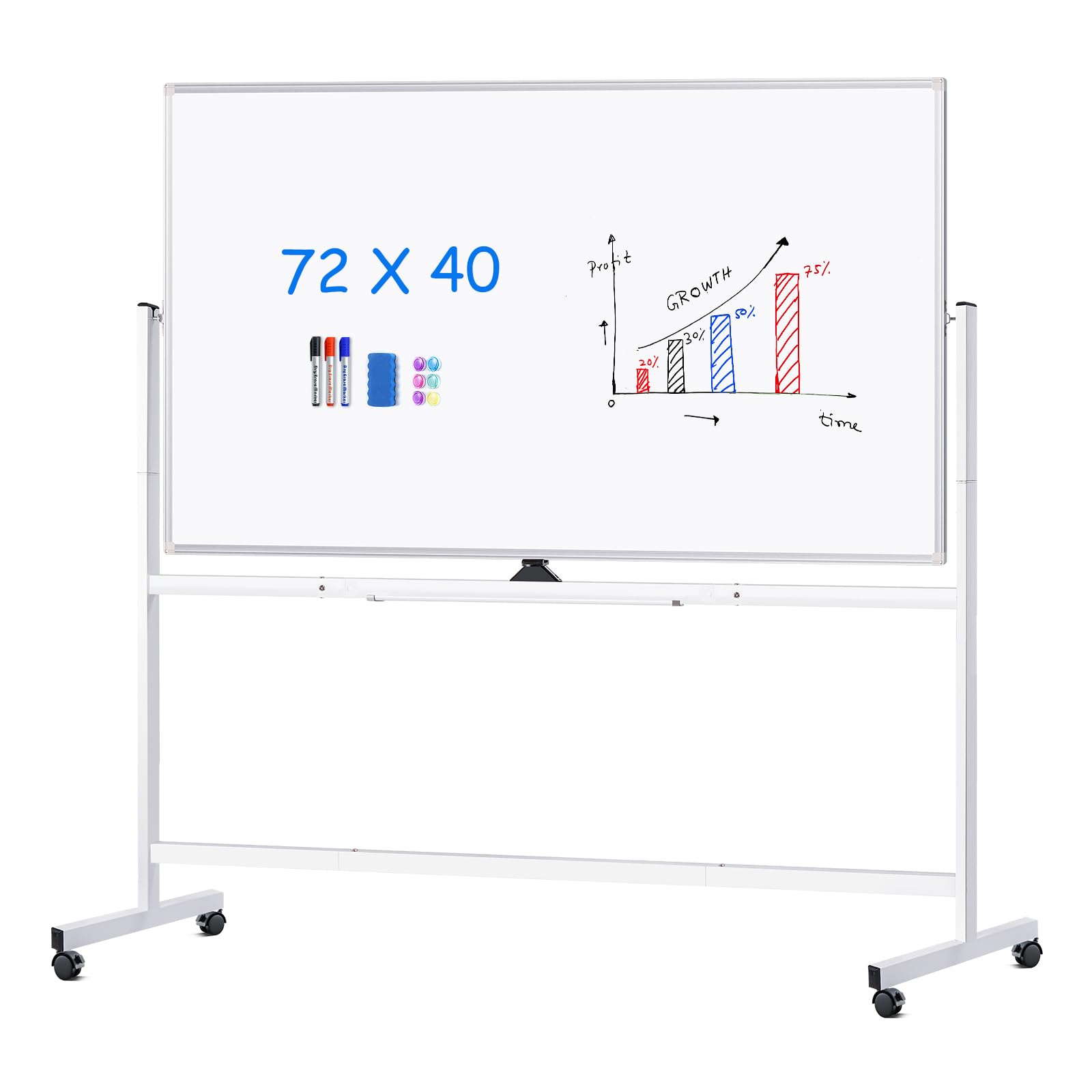 Photo 1 of ***FINAL SALE/NO RETURN, VIEW NOTES*** maxtek Rolling Whiteboard 72x40, Large Double-Sided White Board Dry Erase on Wheels, Giant Magnetic White Board Standing for Office, School, Home Office, Homeschool (Sliver)