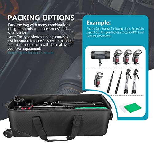 Neewer-32-Inch-Camera-Trolley-Case-Roller-Bag-32x11x11-Inches3-Padded-PartitionEasy-Glide-WheelDurable-1680D-PVC-Cloth-Hard-PlasticGreat-Capacity-for-Photo-Studio-Lighting-Equipment