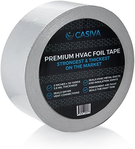 Professional HVAC Tape &amp; Premium Aluminum Foil Tape - Strongest &amp; Thickest - 3.6mil Thickness, 50 Yards, 2" Width - For Duct Insulation &amp; Metal Sealant