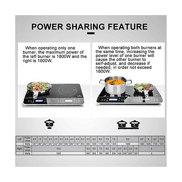 Duxtop LCD Portable Double Induction Cooktop 1800W Digital Electric