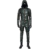 picmefee Men's Archer Green Costume Adult Oliver Queen Pu Leather Cosplay Battle Outfit