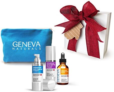 Skin Care Travel Kit For Smooth and Clear Skin - Natural Anti Aging Cream, Night Retinol Face Moisturizer, Vitamin C Serum for Face With Travel Bag