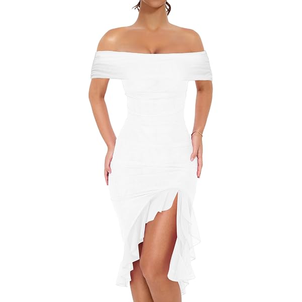 slim fit dress slacks White Lace Strapless High-Low Boho Graduation Dress