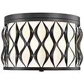 Z-Lite 1948F12-MB Harden Flush Mount, 3-Light 180 Total Watts, Matte Black