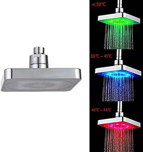 Colored Temperature Controlled Showerhead - Dilake LED 3 Colors Rainfall Overhead Romantic Light Bathroom Automatic Light Switching,No Batteries ever Needed