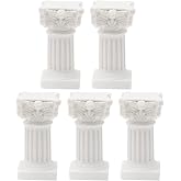 Saihisday 5Pcs Mini Roman Pillar Greek Columns, Christmas Decorations, Greek Statues Decor, Resin Artistic Ornament for Wedding Table, 1.29" L x 1.29" W x 2.55" H (White)