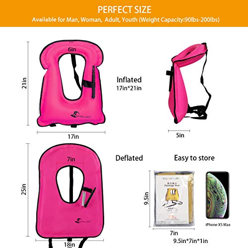 OMOUBOI Large Snorkel Vest Adult Inflatable with Crotch Strap for Women
