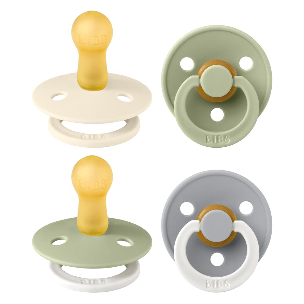Photo 1 of BIBS Colour Soother 4-Pack | BPA Free Dummy Pacifier | Round Nipple | Natural Rubber Latex | Made in Denmark | Size 6-18 Months | Sage Glow Mix