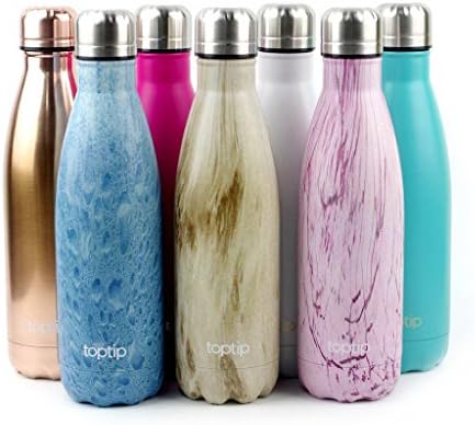 TOPTIP Double Wall Vacuum Insulated Stainless Steel Water Bottle, Perfect for Outdoor Sports, BPA free, Classic Cola Shaped, 17oz / 500ml.(Rose Gold)