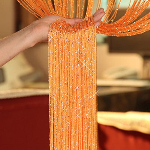 Curtain Valance - 200x100 Cm Modern Cute Flash Line Shiny Tassel String Door Curtain Window Room Divider Valance Home - Cream Curtains Green Long Crochet Silver Bathroom Mint Multicolor Gra