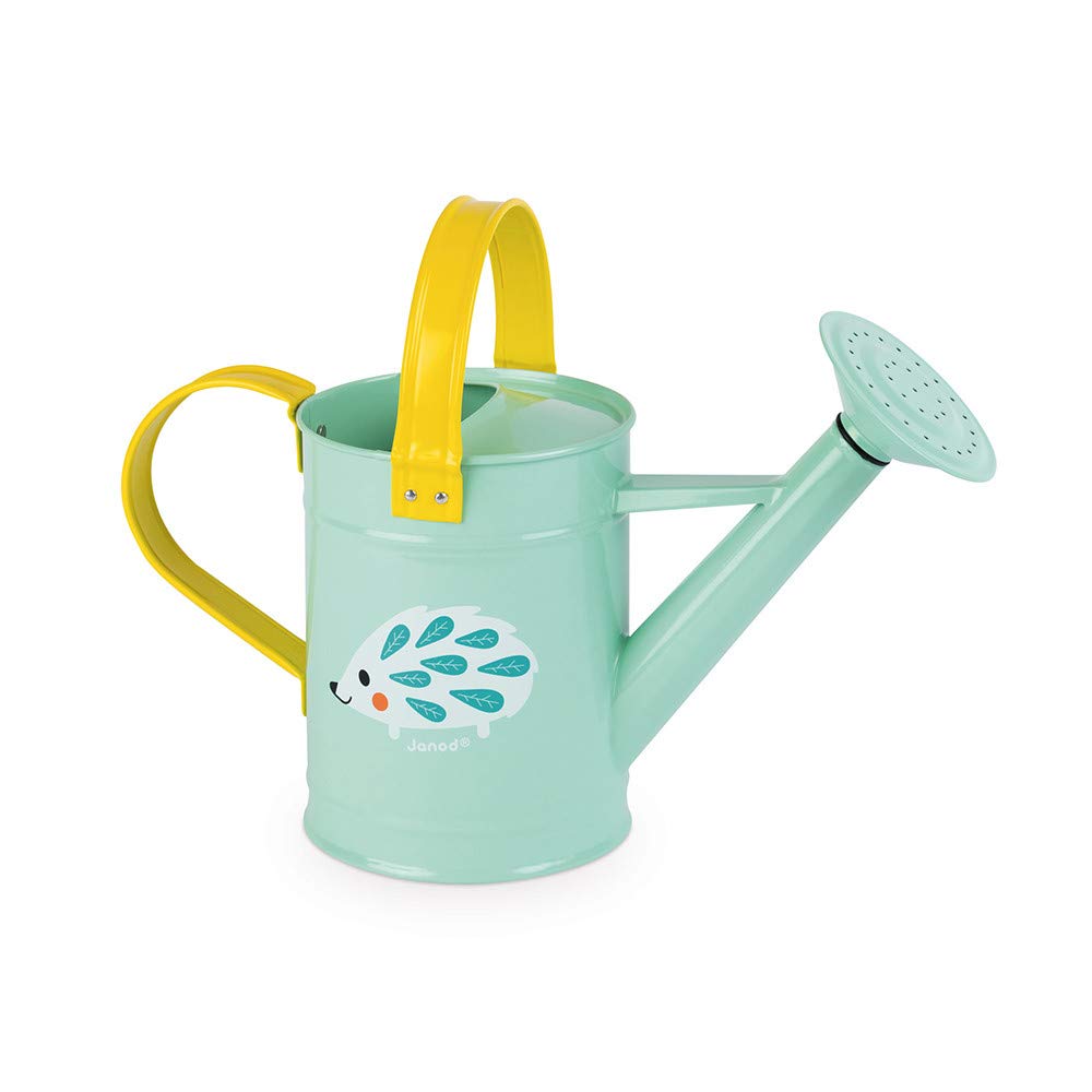 Janod - Metal Watering Can for Children Ages 3 and up - Double Handle for Better Grip - Children's Garden Toy - Ages 3 and up
