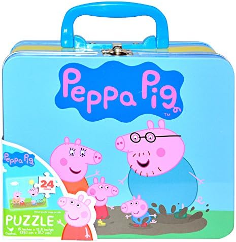 Peppa Pig Large Lunch Tin Box with 24pc Puzzles