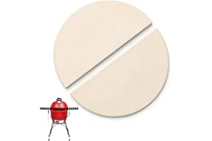 15" Half-Moon Heat Deflector Plates for Kamado Joe Classic I, II, III, Big Green Egg BBQ Accessories, Ceramic Smoking Stone I