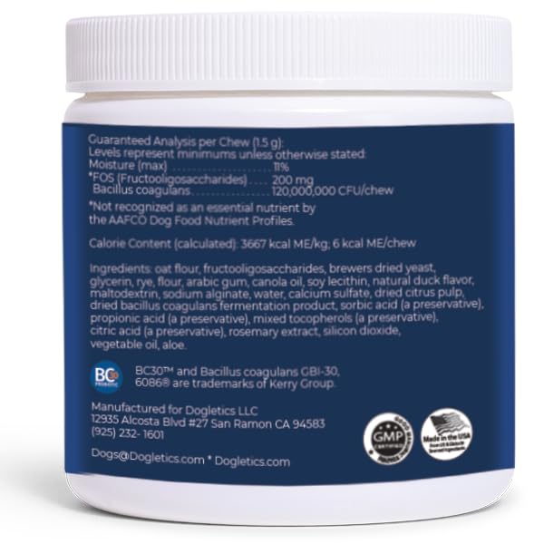 DOGLETICS GUT HEALTH PROBIOTIC & PREBIOTIC – 90CT SUPPORT STOMACH MICROBIOME, PREVENT DIGESTIVE PROBLEMS, REDUCE ANAL GLAND ISSUES, IMPROVE IMMUNE FUNCTION AND OVERALL ENERGY