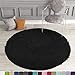 MAYSHINE Round Non-Slip Chenille Shaggy Machine-Washable Dog Door Mat Black (3 Feet Diameter)